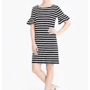 J. Crew Women's Striped Shift Dress Black and White Cotton Twill Preppy Size S